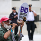 A Trump supporter outside the U.S. Supreme Court in Washington, D.C., after the leak of a draft majority opinion preparing for the court to overturn the landmark abortion decision in Roe v. Wade.